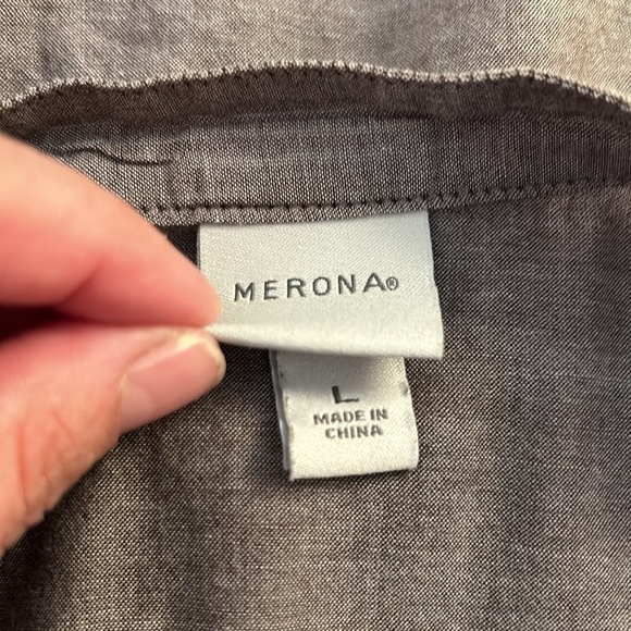 Merona Brown Button Down Drawstring Waist Top Size Large - Picture 4 of 5